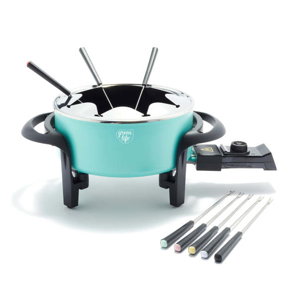 GreenLife Healthy Ceramic Nonstick Fondue Party Set Turquoise