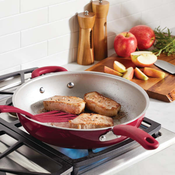 12-Inch Deep Frying Pan with Lid and Helper Handle