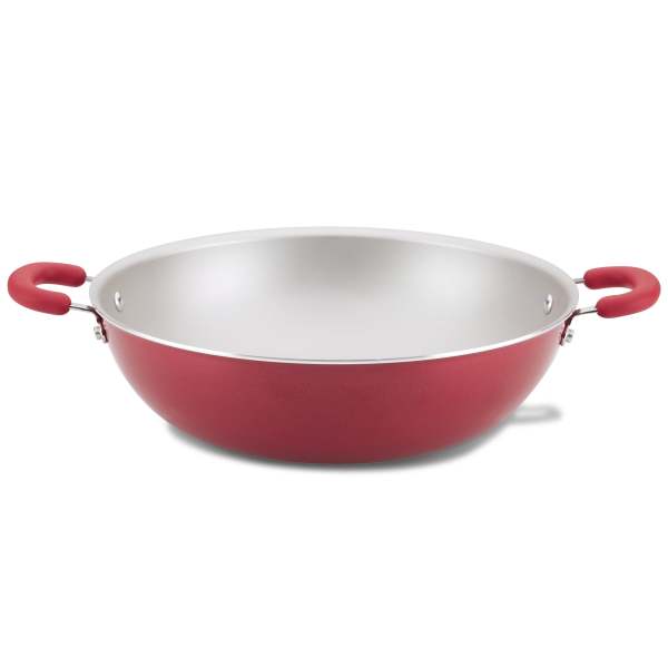 Rachael Ray Create Delicious Enameled Aluminum 14.25-Inch Wok Red
