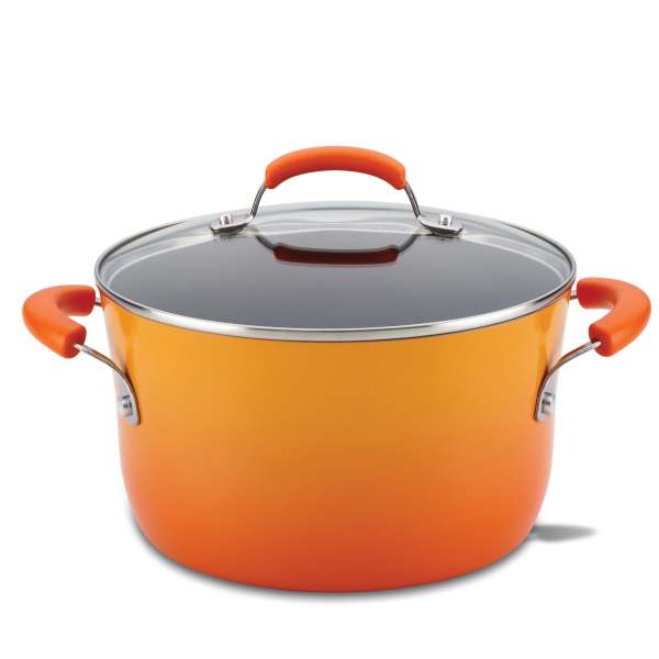 Rachael Ray Classic Brights 6-Quart Stockpot with Lid Orange