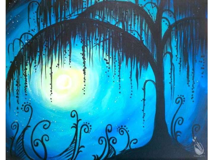 Paint and Sip Willow In The Moonlight Houston Classpop!