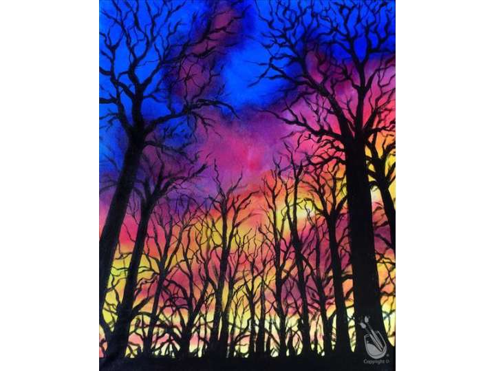 Paint and Sip - Vivid Sunset Through the Trees - Houston | Classpop!