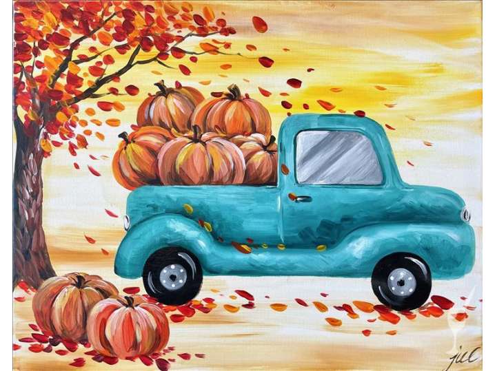 Paint and Sip Truckload of Pumpkins Houston Classpop!