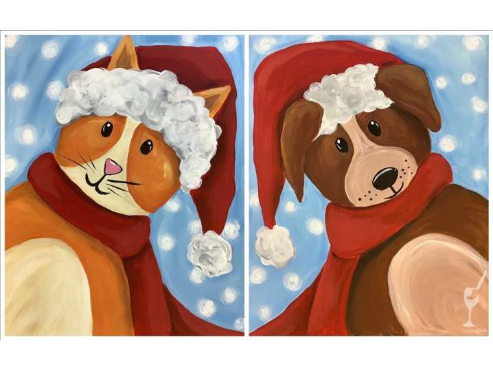 Paint and Sip - Wintry Pet Pals - Houston | Classpop!