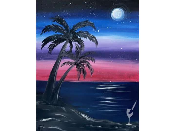 Paint and Sip - Palm Trees in the Moonlight - San Antonio | Classpop!