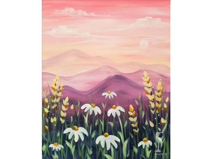 Paint and Sip - Mountain Escape in a Field of Flowers - Austin | Classpop!
