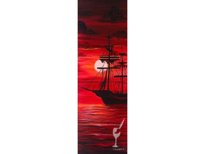 Ship Sailing on a Red-Tinted Sea