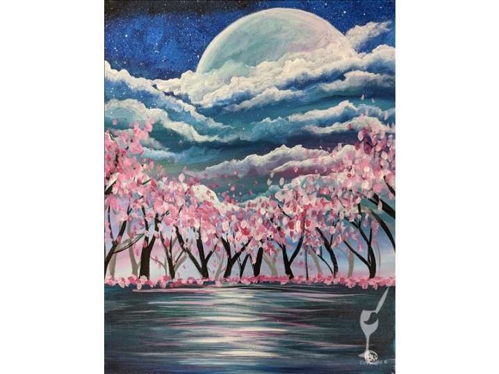 Paint and Sip - Cherry Blossom and the Moon - Denver | Classpop!