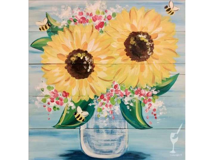 Rustic Sunflowers and Buzzing Bees