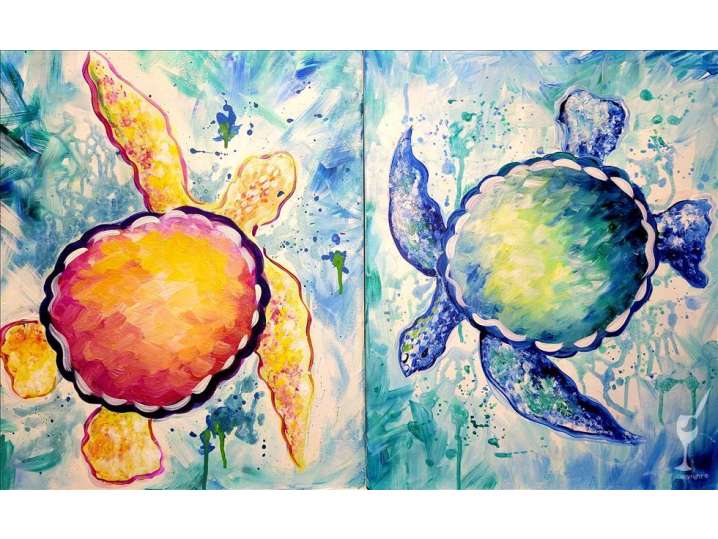 Colorful Tranquil Twin Turtles