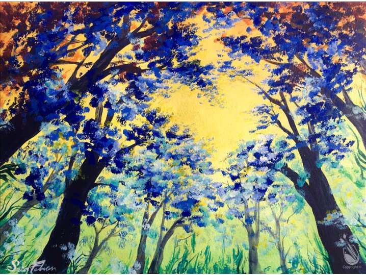 Paint and Sip - Blue Mystical Trees in Love - Houston | Classpop!