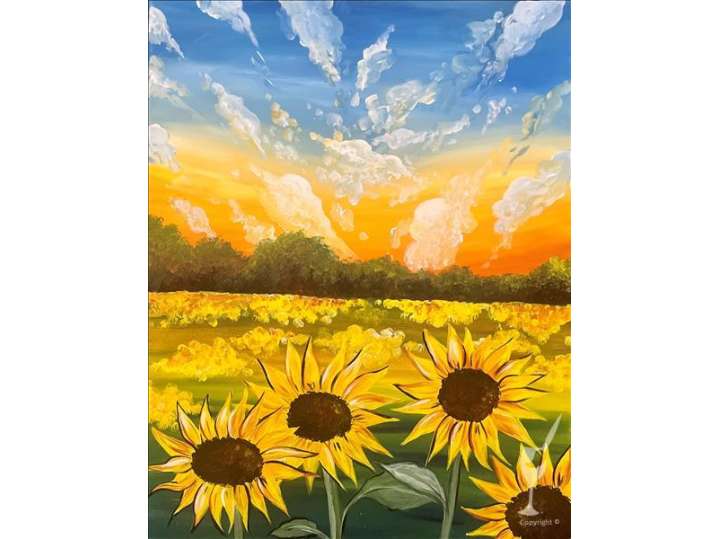 Paint and Sip - Sunflowers on a Bright Summer Day - Denver | Classpop!