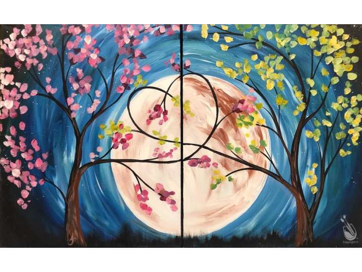 Paint and Sip - Dual Canvas Swirling Trees - Austin | Classpop!