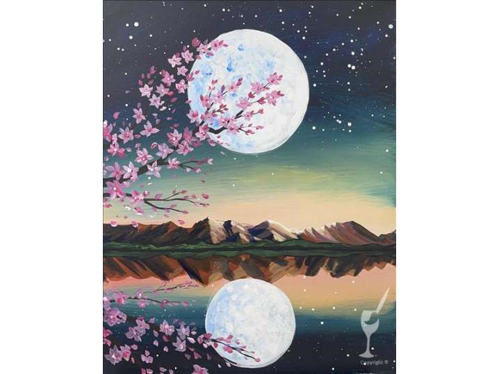 Paint and Sip - Lovely Cherry Blossom Moon - Austin | Classpop!