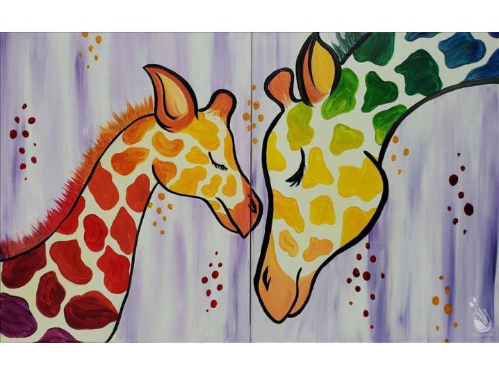 Paint and Sip Giraffe Duo Mother's Day Pasadena Classpop!