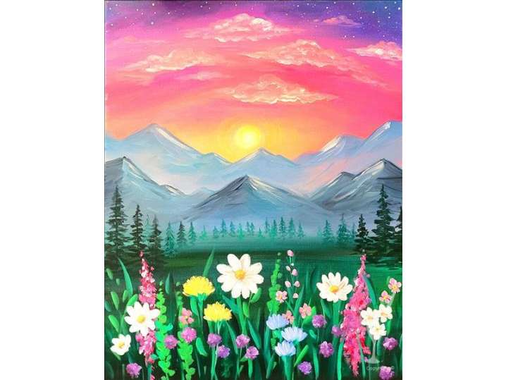 Paint and Sip - Floral Mountains and Meadows - Pasadena | Classpop!