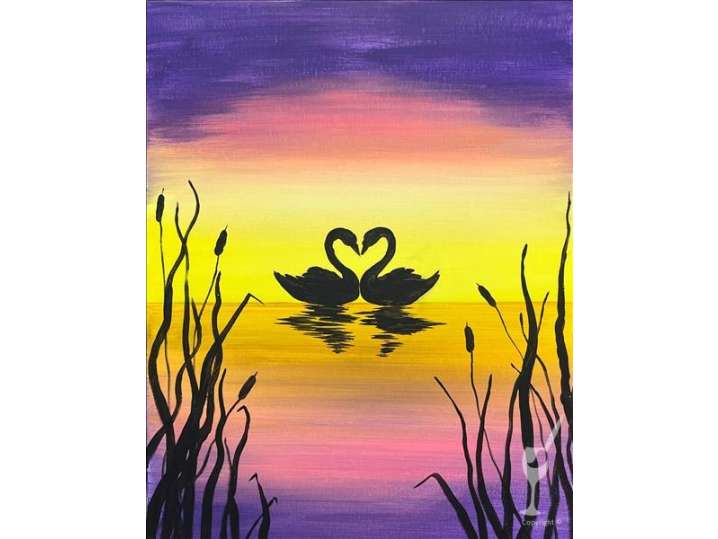 Paint and Sip Moonlit Swan Silhouettes Pasadena Classpop!