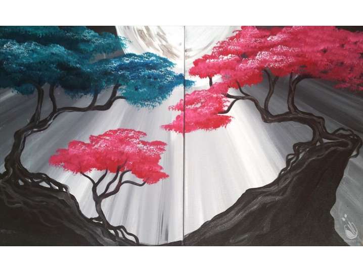 Paint and Sip - Dual Canvas Ethereal Trees - Denver | Classpop!