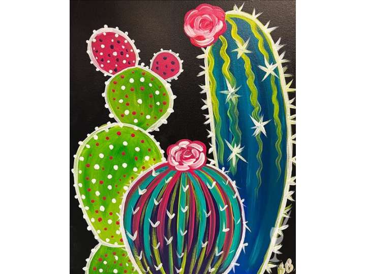 Paint and Sip Cacti Trio Baytown Classpop!