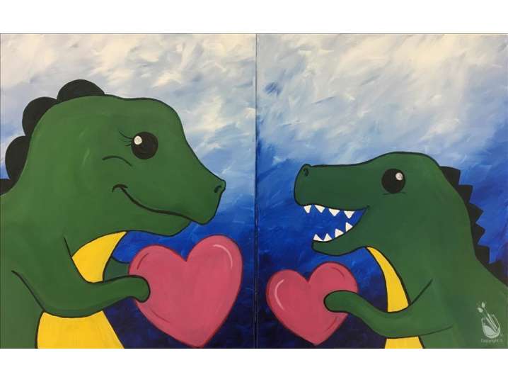 Paint and Sip - Heartwarming Dinosaurs - Family Fun - Houston | Classpop!