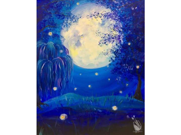 Paint and Sip A Blue Forest Moon Pasadena Classpop!
