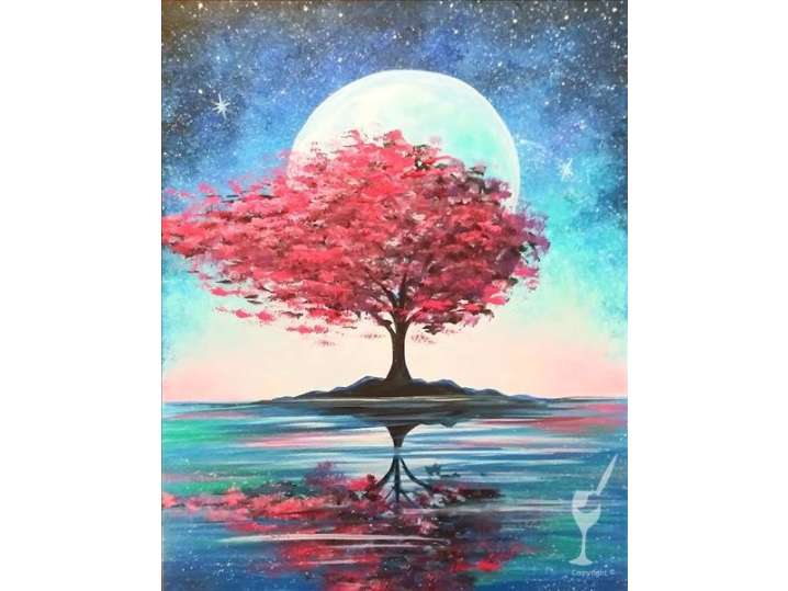 Paint and Sip - Pink Moonlit Reflection - Pasadena | Classpop!