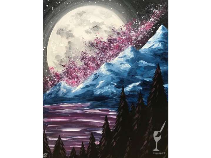 The Moon Sits Low Over the Mountaintop