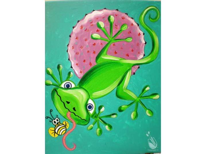 Paint and Sip The Bright Green Gecko Family Time Austin Classpop!
