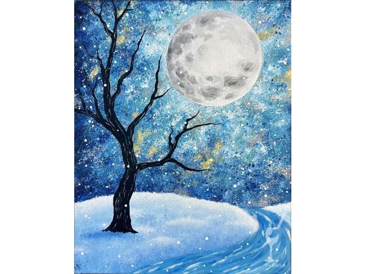 Solitary Tree on a Moonlit Night