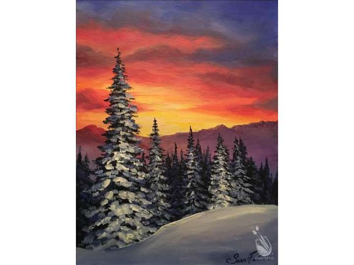 Snowy Pines at Sunset - Baytown