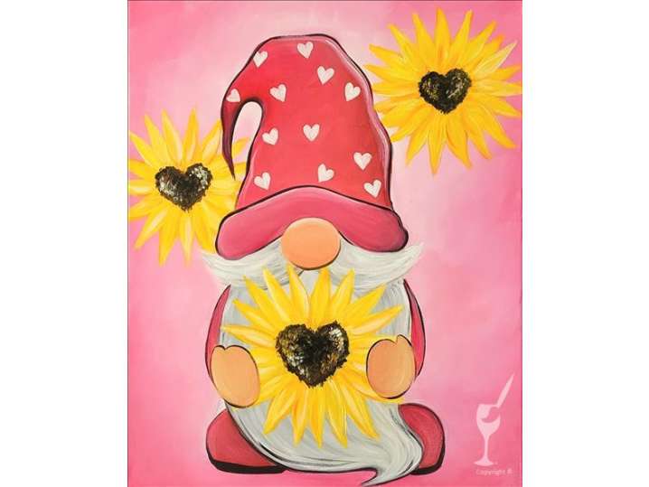 Paint and Sip - Sweet Gnome, Hearts and Sunflowers - Houston | Classpop!