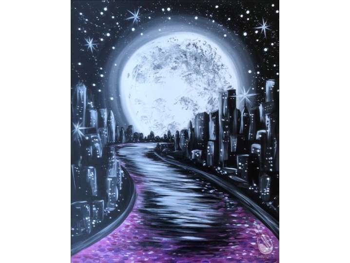 The Glowing Moon and Mystical City