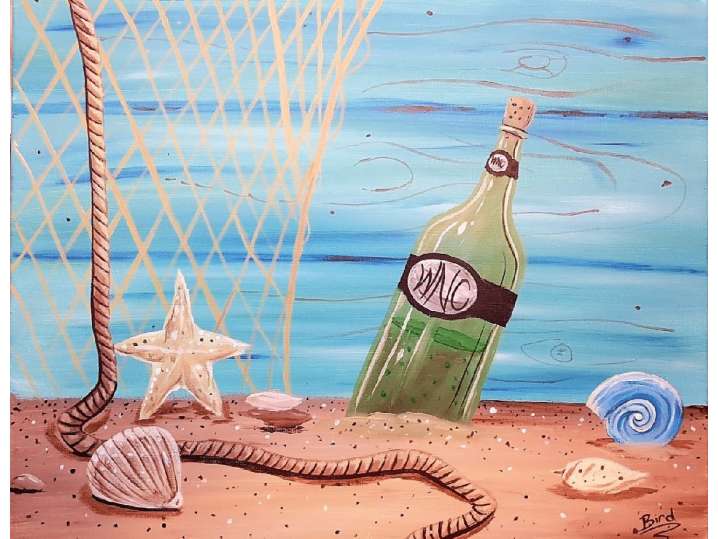 The Green Glass Bottle by the Beach