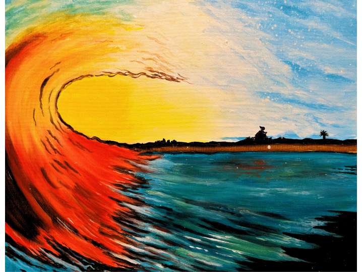 Fiery Sunset at the Beach