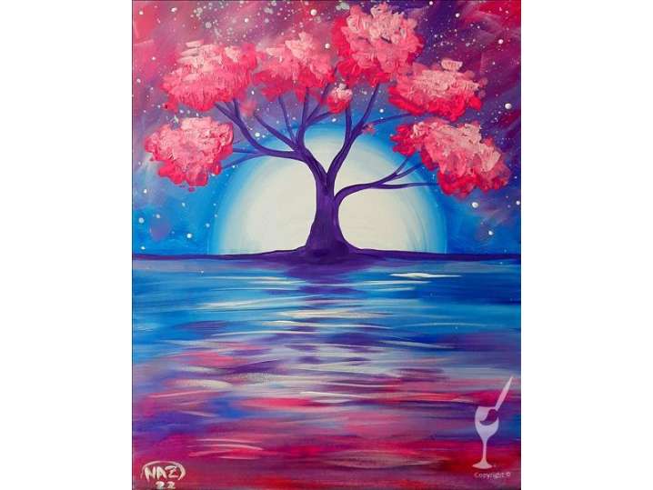 Paint and Sip - Moonlit Blossoms in the Night - Family Fun - Houston ...