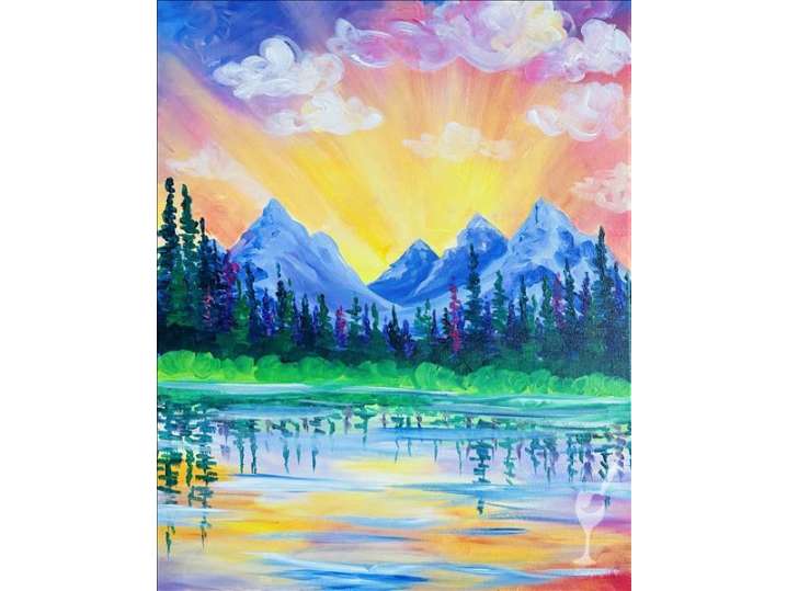 Vibrant Mountain Sunrise Reflection - Baytown