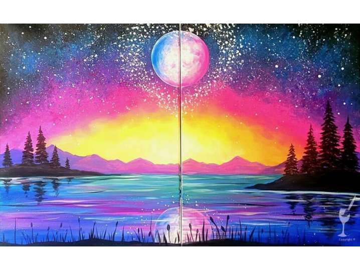 Moonlit Mountain Under Stars - Baytown