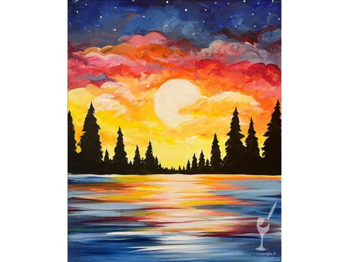 Paint and Sip - Warm Sunset Over the Lake - Denver | Classpop!