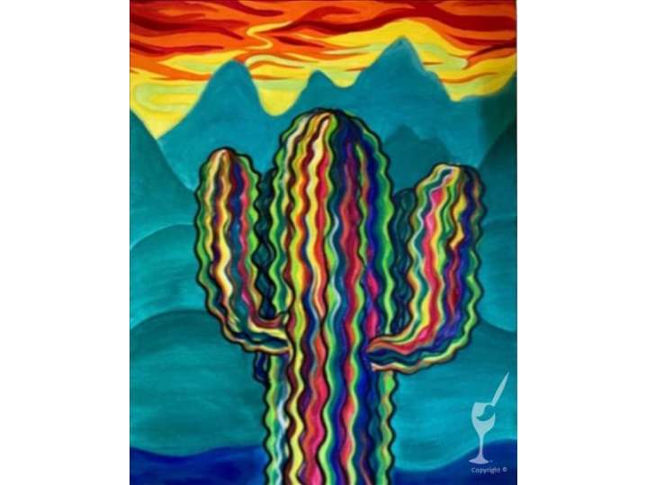 Glowing Neon Cactus Design