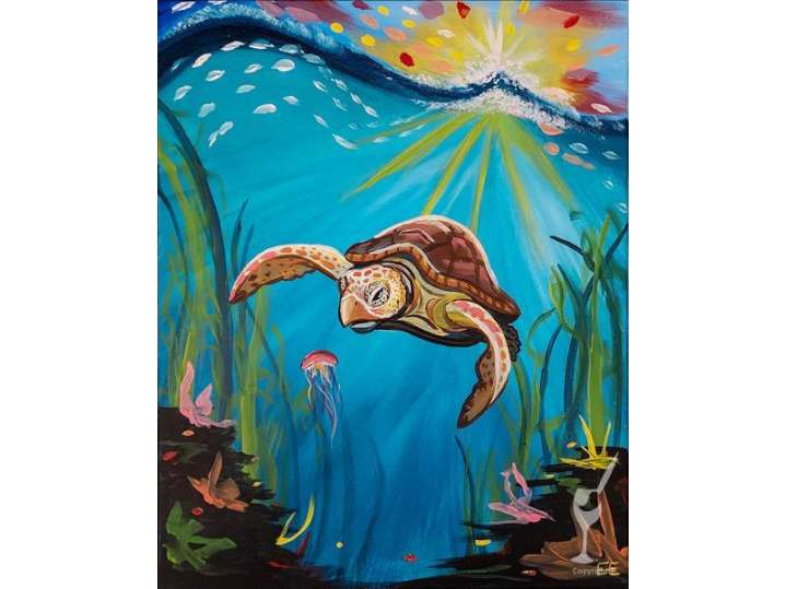 Paint and Sip - Aquatic Life Beneath the Ocean Waves - Pasadena | Classpop!