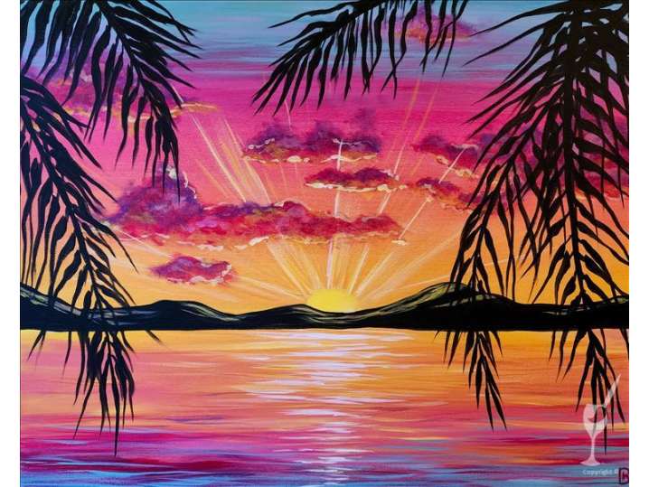 Paint and Sip - Tropical Breeze Palm Sunset - Austin | Classpop!
