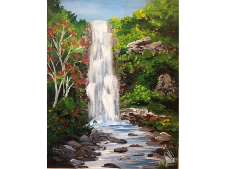 Peaceful Spring Waterfall Scene