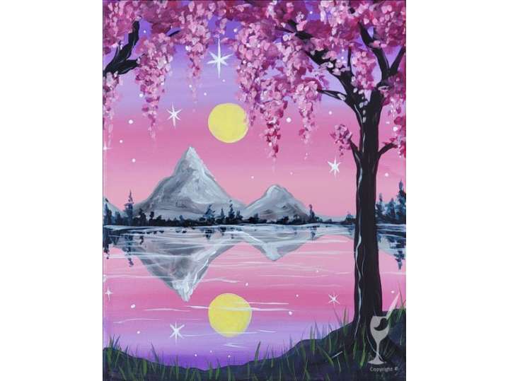 Paint and Sip - Cherry Blossoms and Mountains - Austin | Classpop!