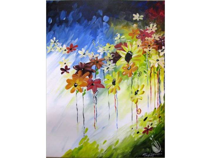 Exploding Flowers Design Paint and Sip - Exploding Floral Color Design - Austin | Classpop!