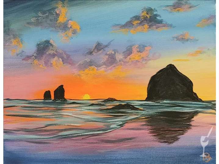 Paint and Sip - Sunset Skies Over the Peaceful Ocean - Baytown | Classpop!