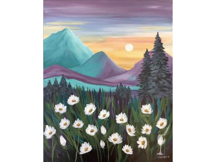 Paint and Sip - Colorful Sunset Over Mountains - Houston | Classpop!