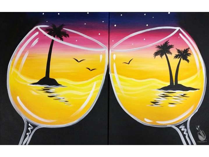 Paint and Sip - Tropical Cheers Beach Sunset - Houston | Classpop!