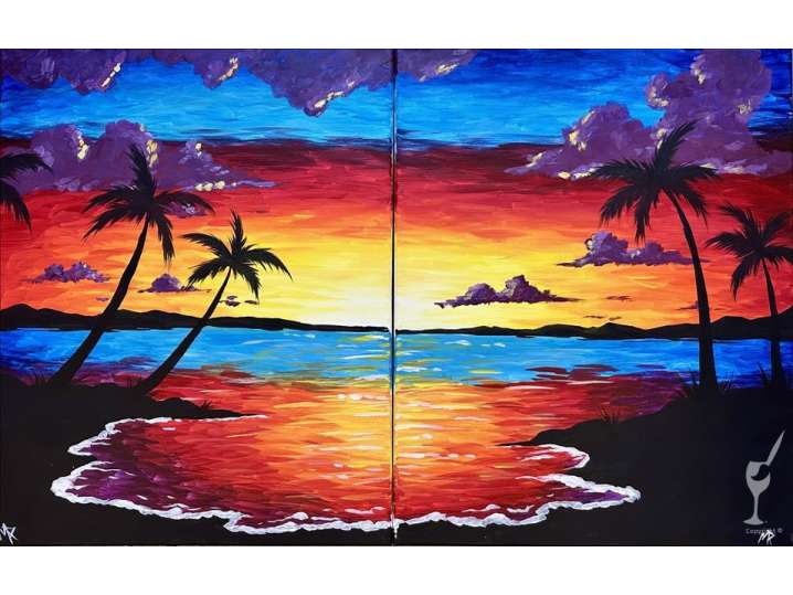 Paint and Sip - Beach Sunset Duet Painting - Houston | Classpop!