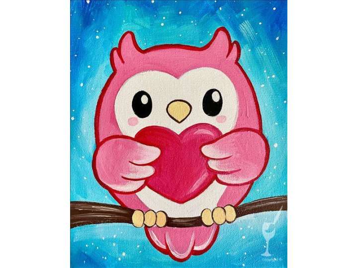 Pink Owl Holding Heart - Pearland