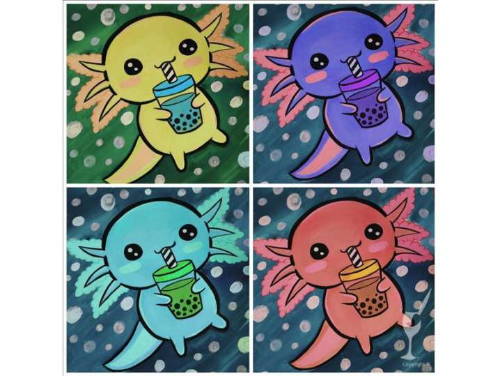 Colorful Boba Axolotl Fun